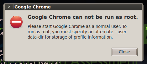 google chrome cannot be run as root