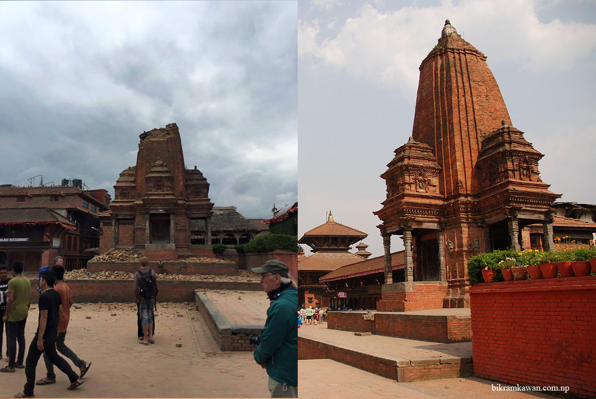 Bhaktapur durbar square before and after earthquake 2015